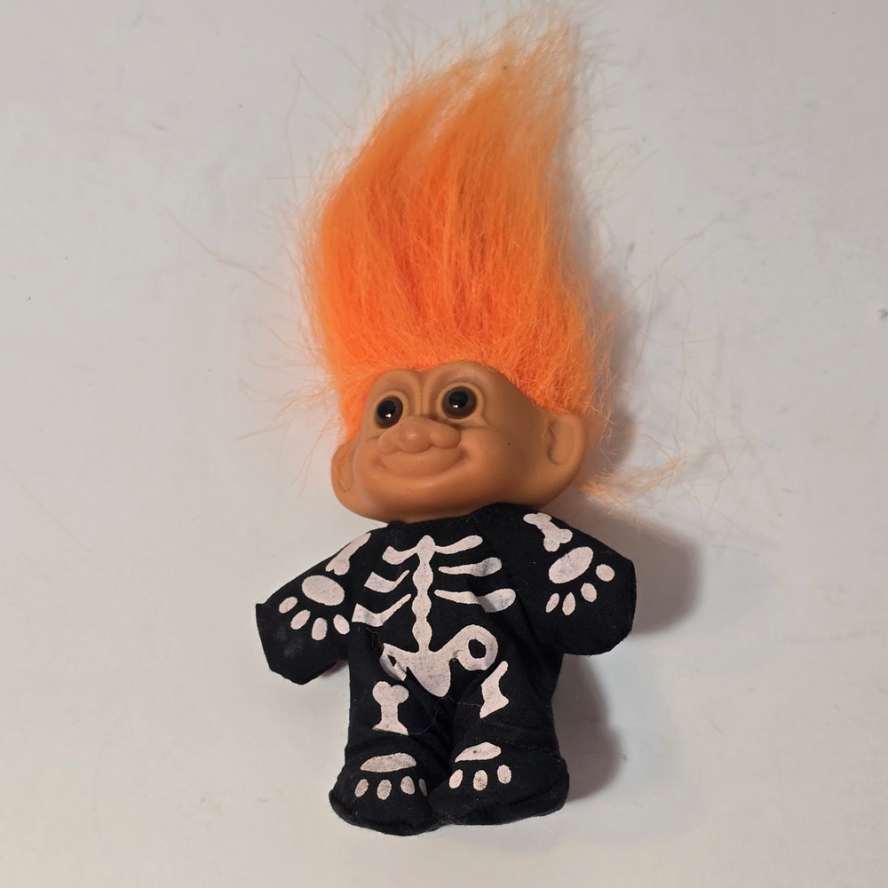Russ Halloween Troll Doll Skeleton Costume‎ Orange Hair Spooky Toy Figure